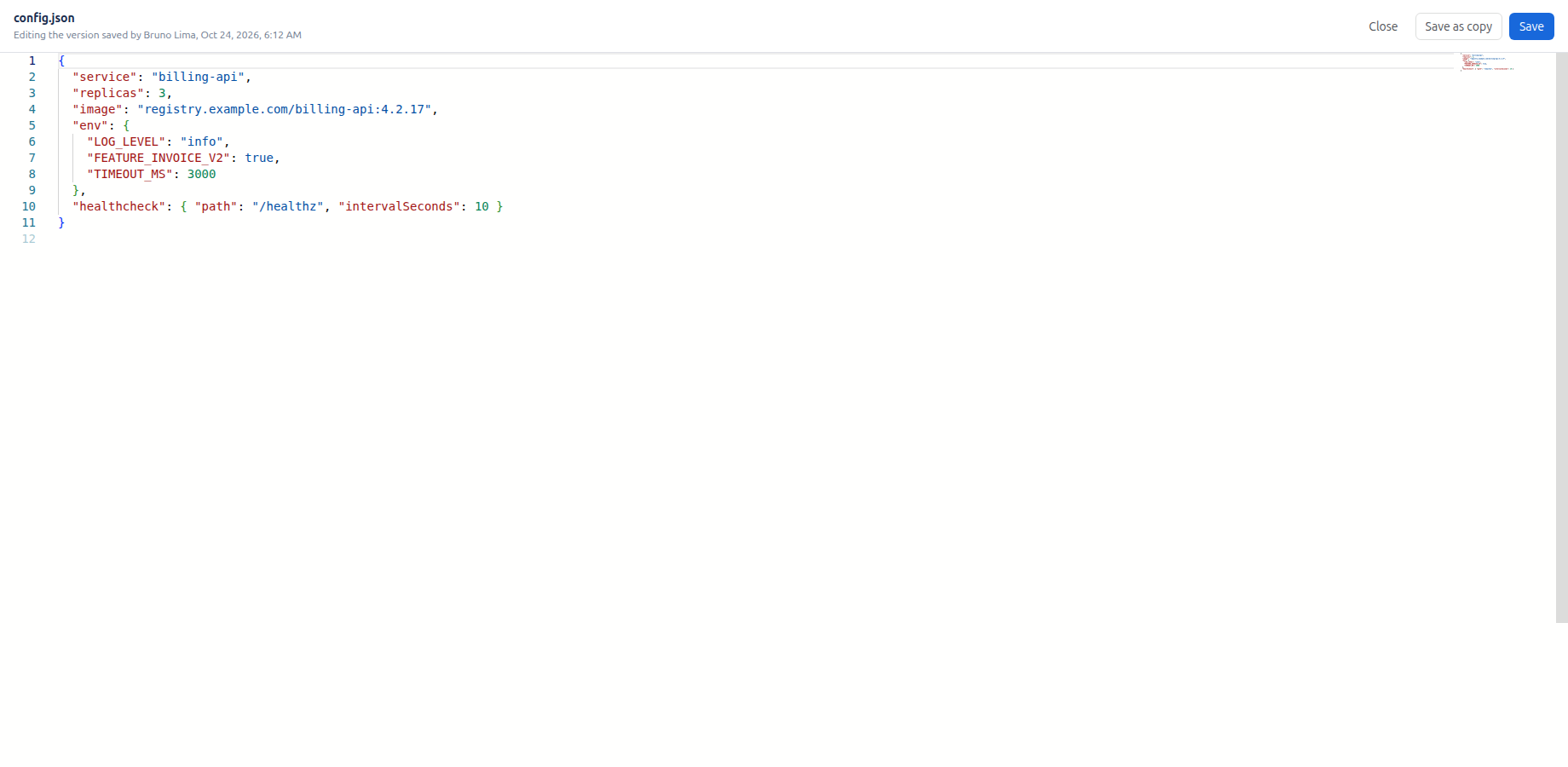 A JSON attachment open in the editor