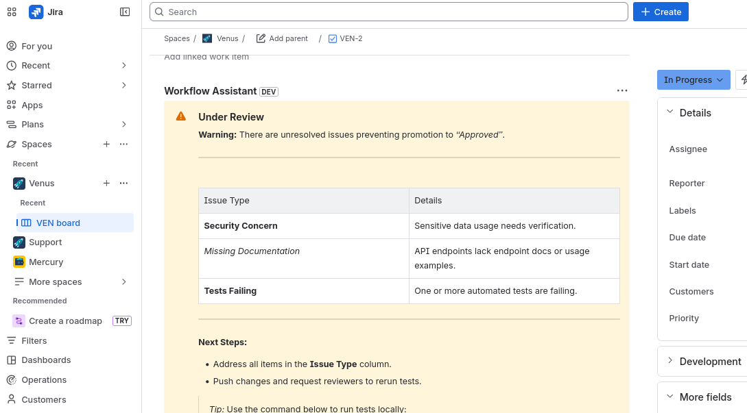 An Issue Panel example